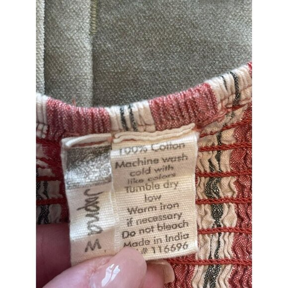 Japna Striped Dress Womens M Button Boho Beach Midi Coastal Vacation Resort - Picture 3 of 4